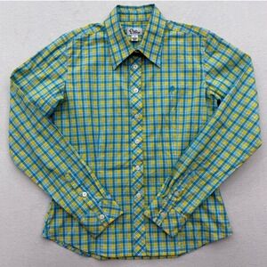 Lilly Pulitzer Women's Size 4 Plaid Button Down Shirt Palm Tree Embroidered